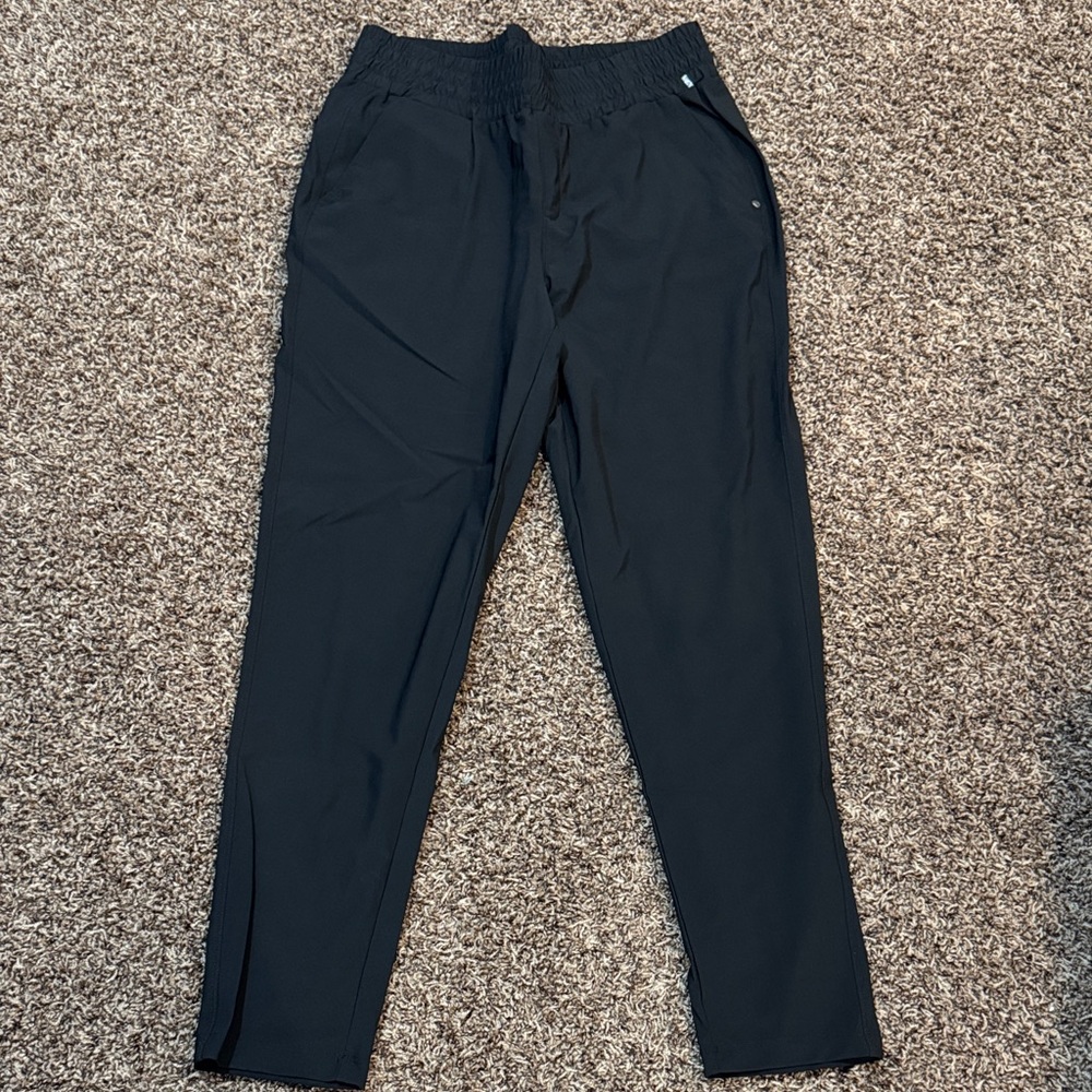 Avalanche Black Casual Elastic-Waist Travel Pants